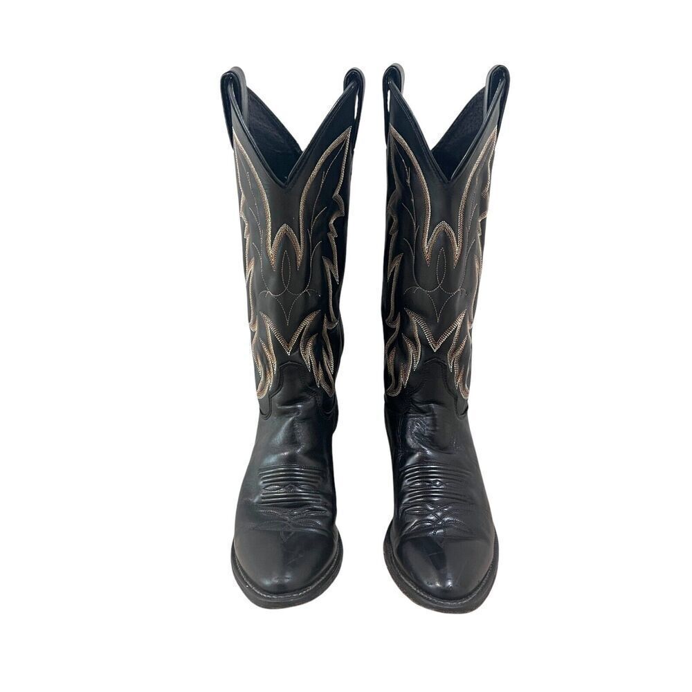 Justin Men’s Royal Classic 1419 Black Leather Western Cowboy Boots Size 8B